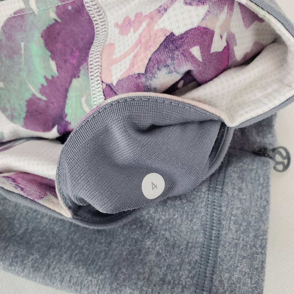 Lululemon Groove Yoga Pant Size 4 Gray w/ Colorful Floral Waist Athleisure Sport - Picture 7 of 10